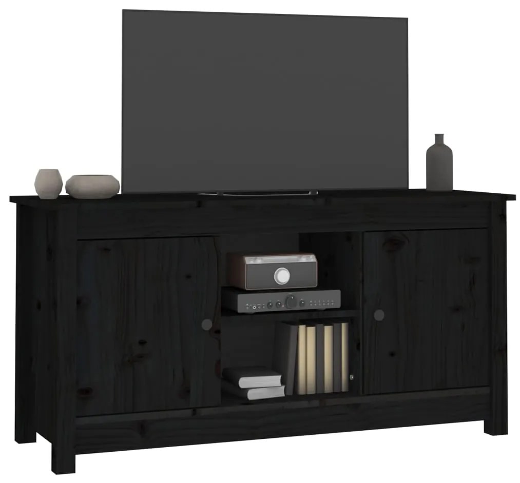 vidaXL Έπιπλο Τηλεόρασης Μαύρο 103x36,5x52 εκ. από Μασίφ Ξύλο Πεύκου