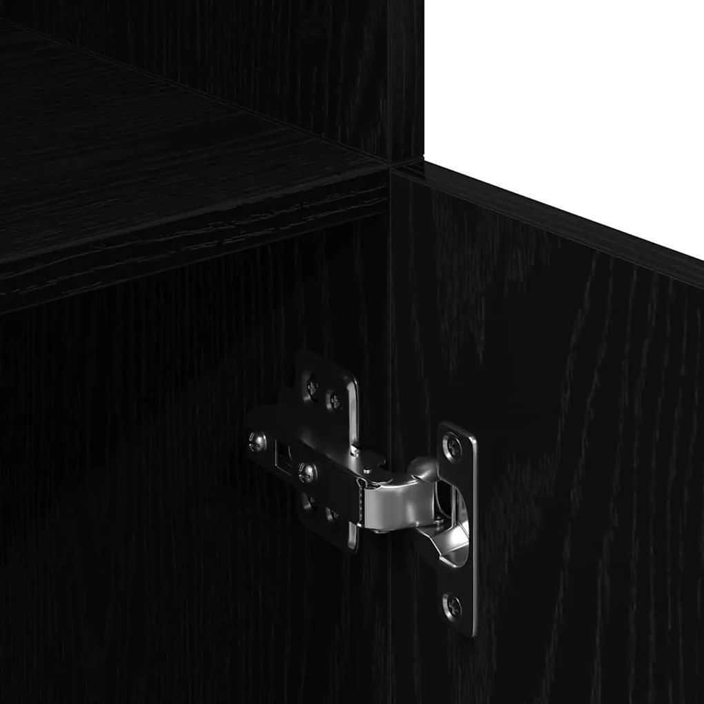 Στήλη Κουζίνας Μαύρη 57x41,5x131,5 εκ. από Επεξεργασμένο Ξύλο - Μαύρο