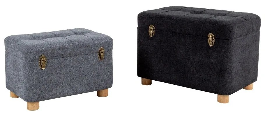 Σκαμπό Sandik (Σετ 2τμχ) Anthracite Grey 60-50x40-34xH43-33cm