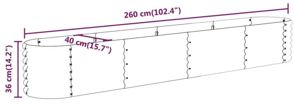 vidaXL Ζαρντινιέρα Γκρι 260x40x36 εκ. Γαλβανισμένος χάλυβας