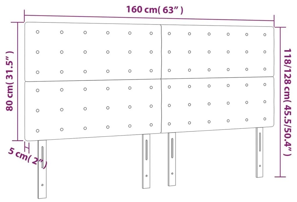Κεφαλάρι Κρεβατιού LED Ανοιχτό Γκρι 160x5x118/128 εκ. Βελούδινο - Γκρι