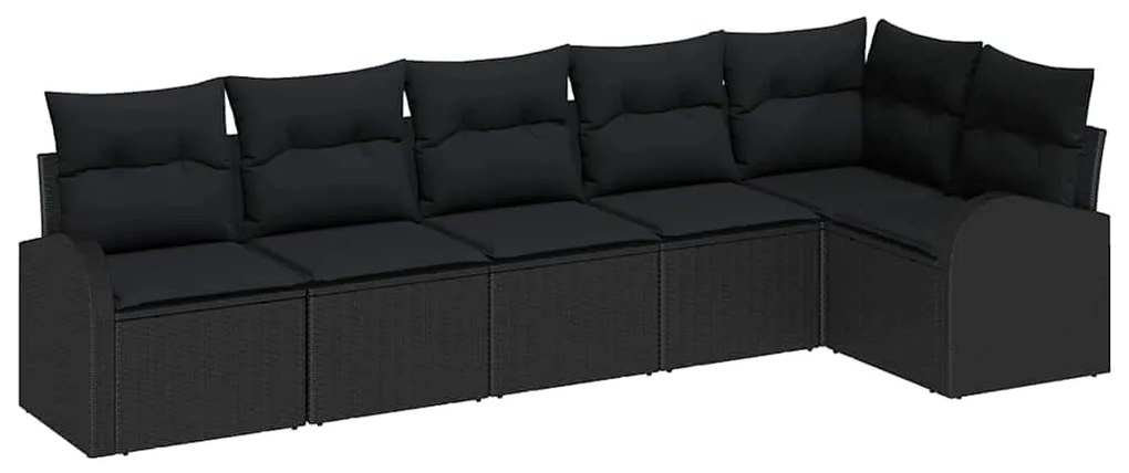vidaXL Σετ Καναπέ Κήπου με μαξιλάρι 6 pcs Μαύρο Πολυ ράταν