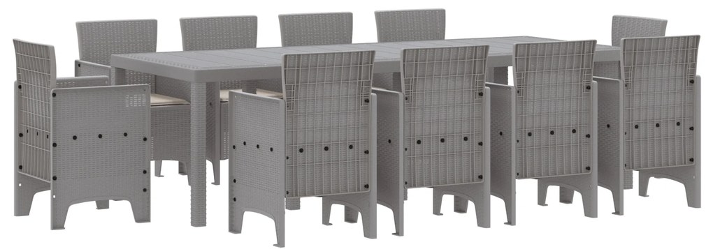 vidaXL Σέτ φαγητού για κήπο 11 pcs Ανοιχτό γκρι Rattan Polt