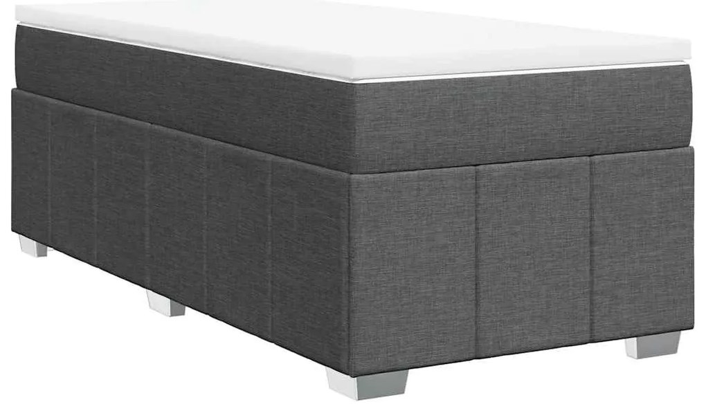 vidaXL Κρεβάτι Boxspring με Στρώμα Σκούρο Γκρι 100x200 εκ. Υφασμάτινο