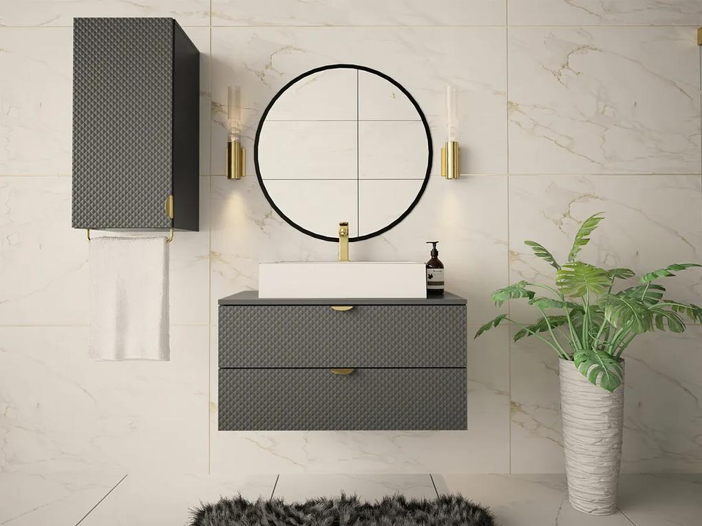 Επιτοίχιο ντουλάπι μπάνιου με υποδοχή νιπτήρα Merced D101, Γκρι, Τοίχου, 42x80x46cm, Ινοσανίδες μέσης πυκνότητας, Πλαστικοποιημένη μοριοσανίδα