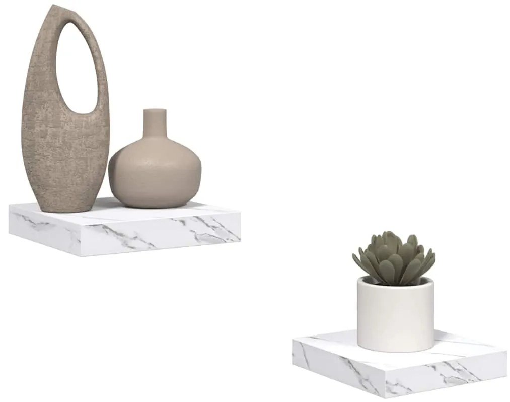 vidaXL Ράφι Τοίχου Επιτοίχιο 2 pcs Λευκό Μάρμαρο 23 x 23,5 x 4 εκ