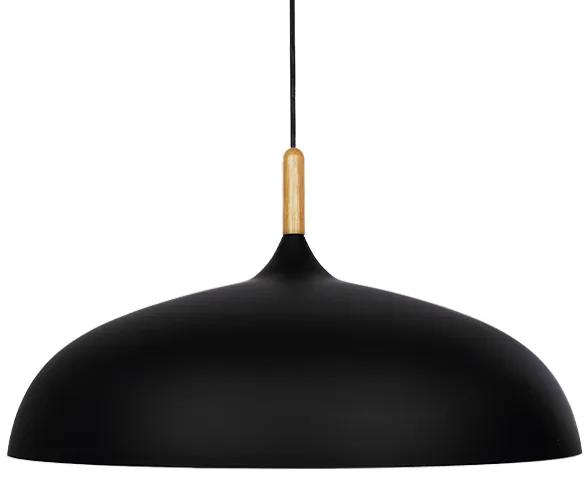 GloboStar® VALLETE BLACK 01259 Μοντέρνο Κρεμαστό Φωτιστικό Οροφής Μονόφωτο 1 x E27 Μαύρο Μεταλλικό Καμπάνα Φ60 x Y35cm