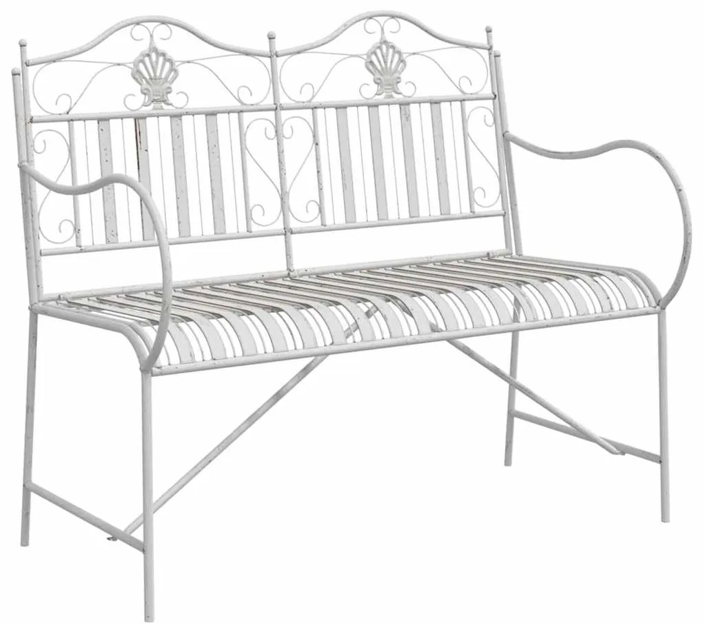 vidaXL Πάγκος Κήπου  Λευκός με Σχέδιο Σλαβήτη, 103,5 CM Χάλυβας