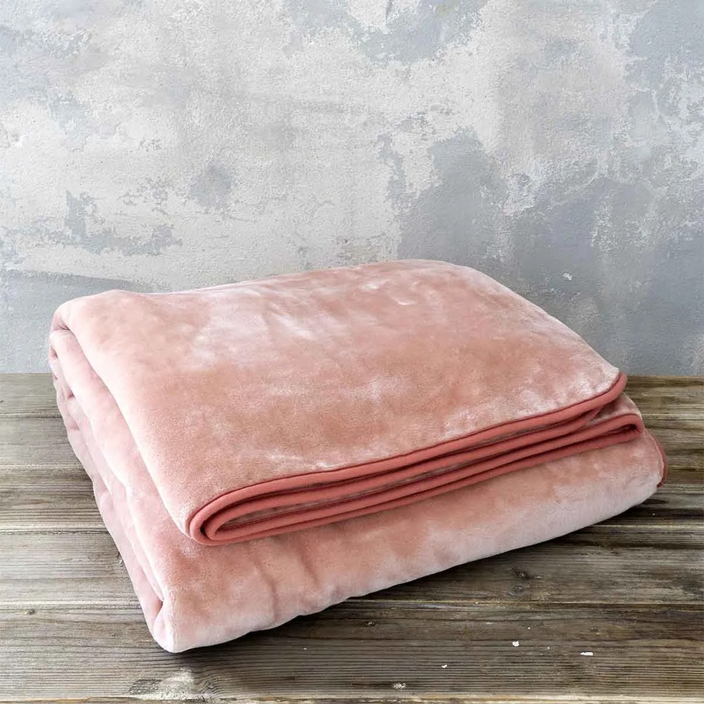 Κουβέρτα Βελουτέ Μονή (160x220) Nima Bed Linen Coperta AW2022 Ροζ