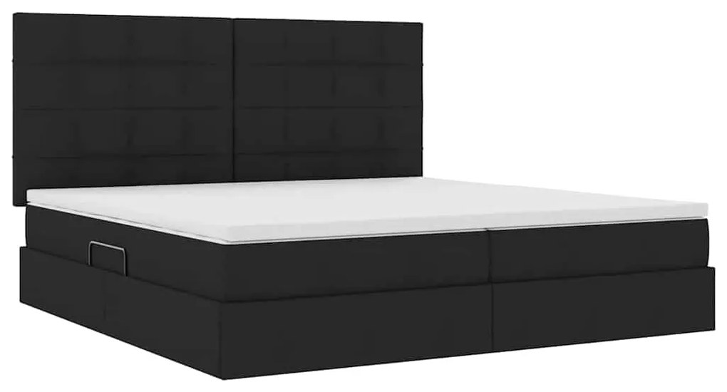 vidaXL Κρεβάτι με αποθηκευτικό χώρο και LED Μαύρο 200 x 200 cm