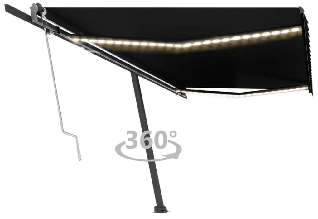 vidaXL Τέντα Αυτόματη με LED &amp; Αισθητήρα Ανέμου Ανθρακί 500x300 εκ.