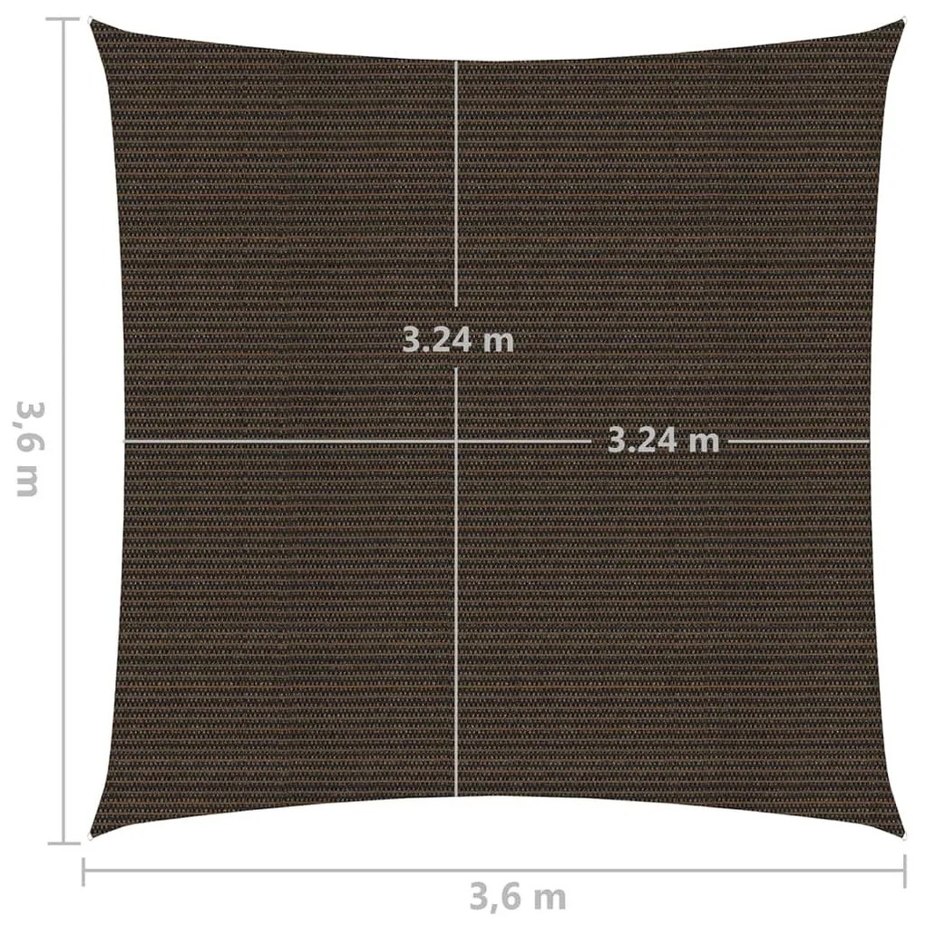 Πανί Σκίασης Καφέ 3,6 x 3,6 μ. από HDPE 160 γρ./μ²  - Καφέ