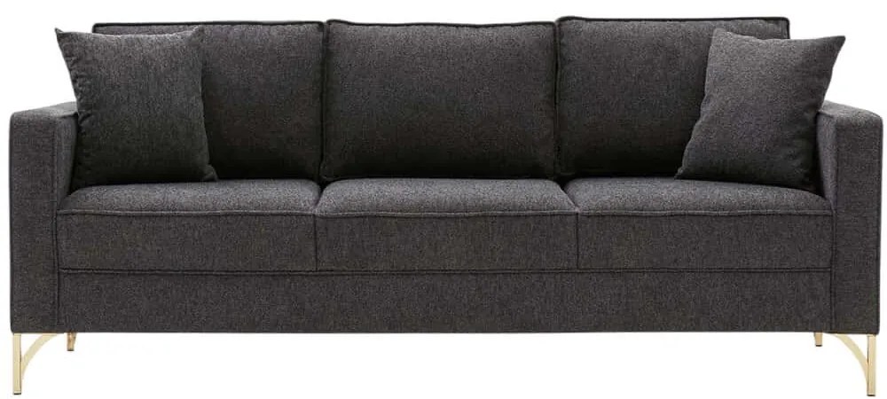 Καναπές Τριθέσιος Berlin 825BLC2795 220x91x83cm Anthracite-Gold