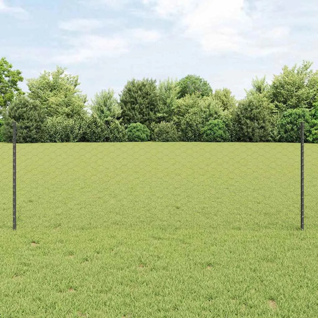 vidaXL Φράχτης με Στήλες. Γκρι 0.8 x 25 m Ατσάλι