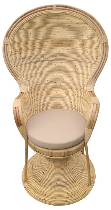 Πολυθρόνα Rea Inart με μπεζ μαξιλάρι-φυσικό rattan 85x85x141εκ