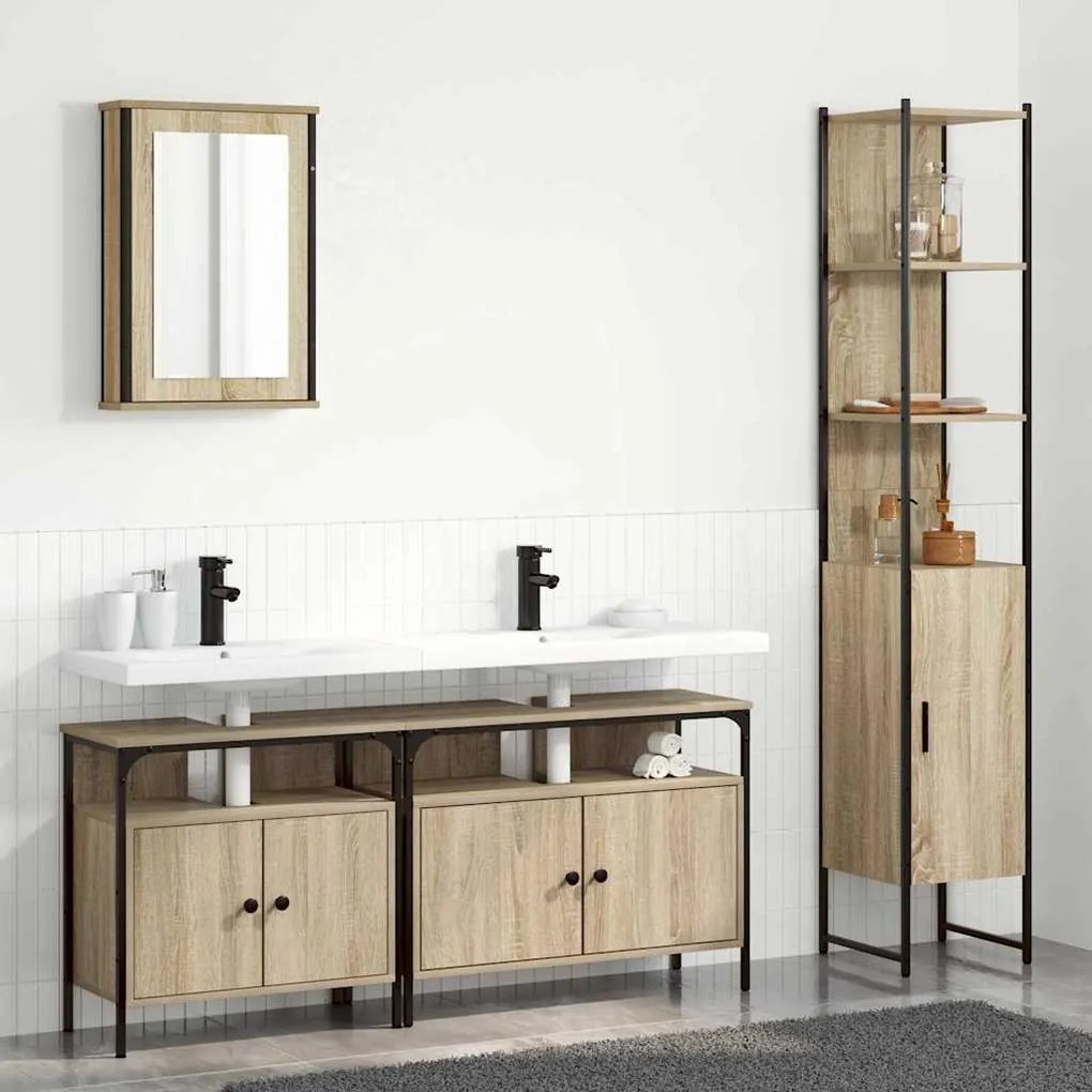 vidaXL Σετ Επίπλων Μπάνιου 4 pcs Sonoma Δρυς 33 x 33 x 185.5 εκ