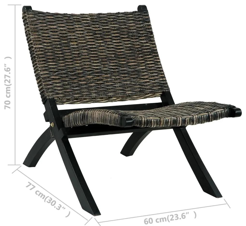 Καρέκλα Μαύρη Φυσικό Ρατάν Kubu και Μασίφ Μαόνι - Μαύρο
