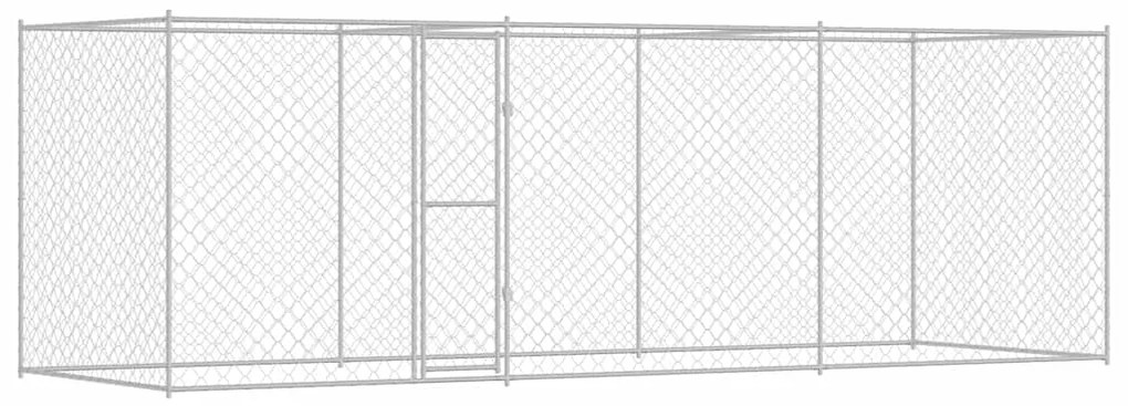 vidaXL Κλουβί σκύλου Ασημί 600 x 200 x 256 εκ. Επικαλυμμένος Χάλυβας