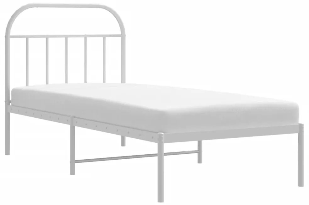 vidaXL Πλαίσιο Κρεβατιού με Κεφαλάρι Λευκό 90 x 190 εκ. Μεταλλικό
