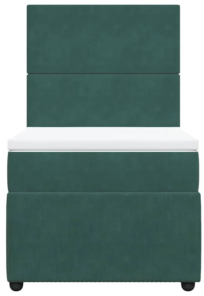 vidaXL Κρεβάτι Boxspring με Στρώμα Σκούρο Πράσινο 80x200 εκ. Βελούδινο