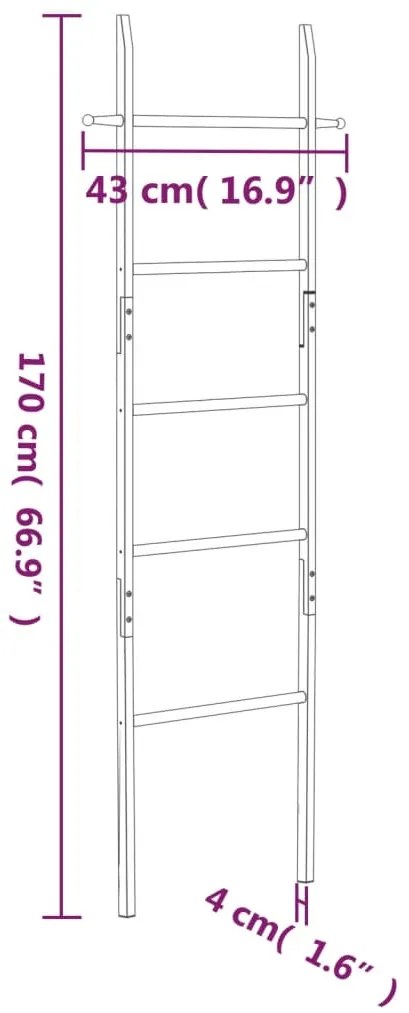 vidaXL Σκάλα για Πετσέτες 170 εκ. από Μασίφ Ξύλο Καρυδιάς