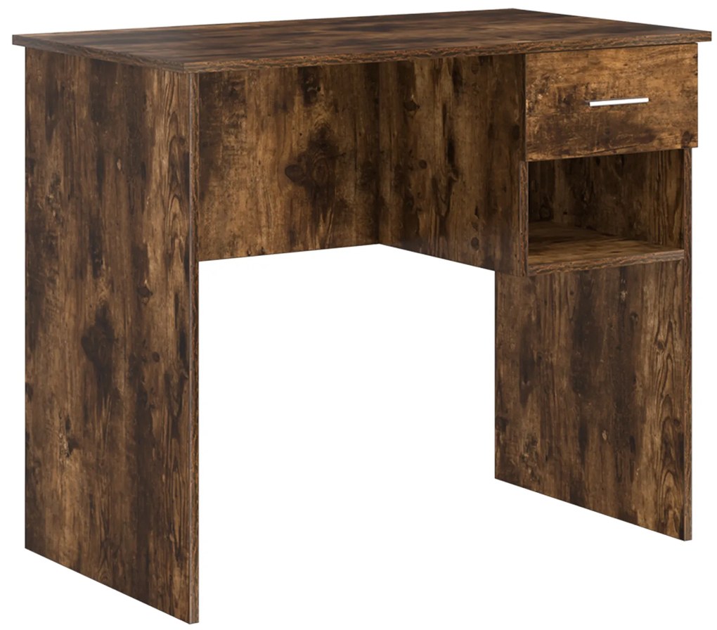 vidaXL Γραφείο με αποθήκευση Καπνιστού δρυ 90x49.5x75 εκ. Επεξεργασμένο ξύλο