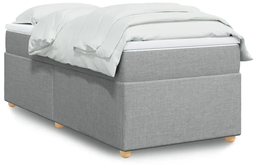 vidaXL Κρεβάτι Boxspring με Στρώμα Ανοιχτό Γκρι 100x200 εκ. Υφασμάτινο