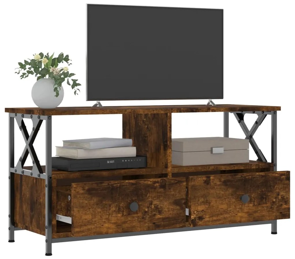 vidaXL Έπιπλο Τηλεόρασης Καπνιστή Δρυς 90x33x45 εκ. Επεξ. Ξύλο/Σίδερο