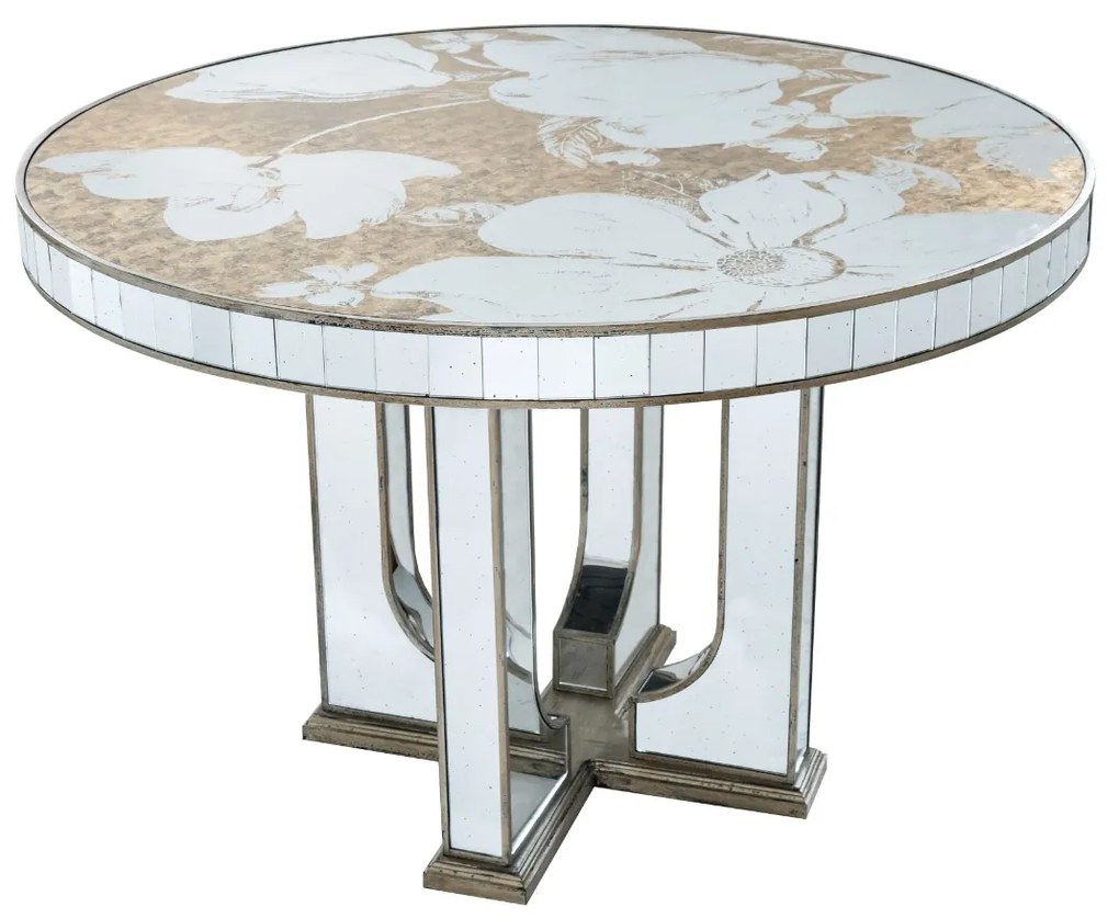 Artekko Galio Τραπέζι με Καθρέπτη MDF Γυαλί Χρυσό (120x120x80)cm