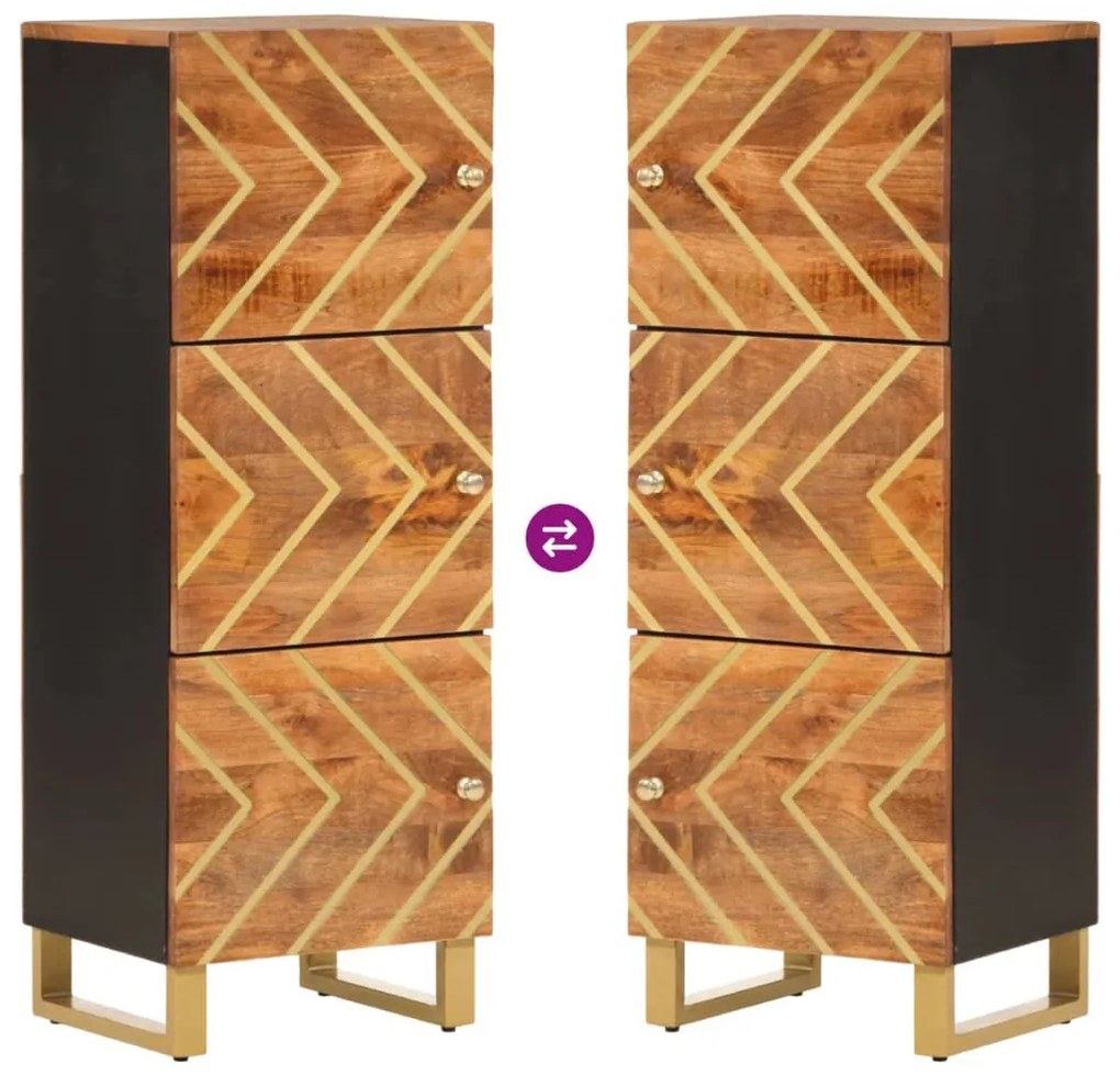 vidaXL Ντουλάπι Καφέ/Μαύρο 40 x 33,5 x 110 εκ. από Μασίφ Ξύλο Μάνγκο