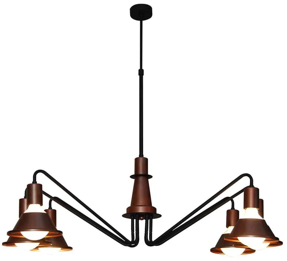 Φωτιστικό Οροφής Κρεμαστό Led HL-3521-6 77-3765 Emily Old Copper &amp; Black  Homelighting Μέταλλο