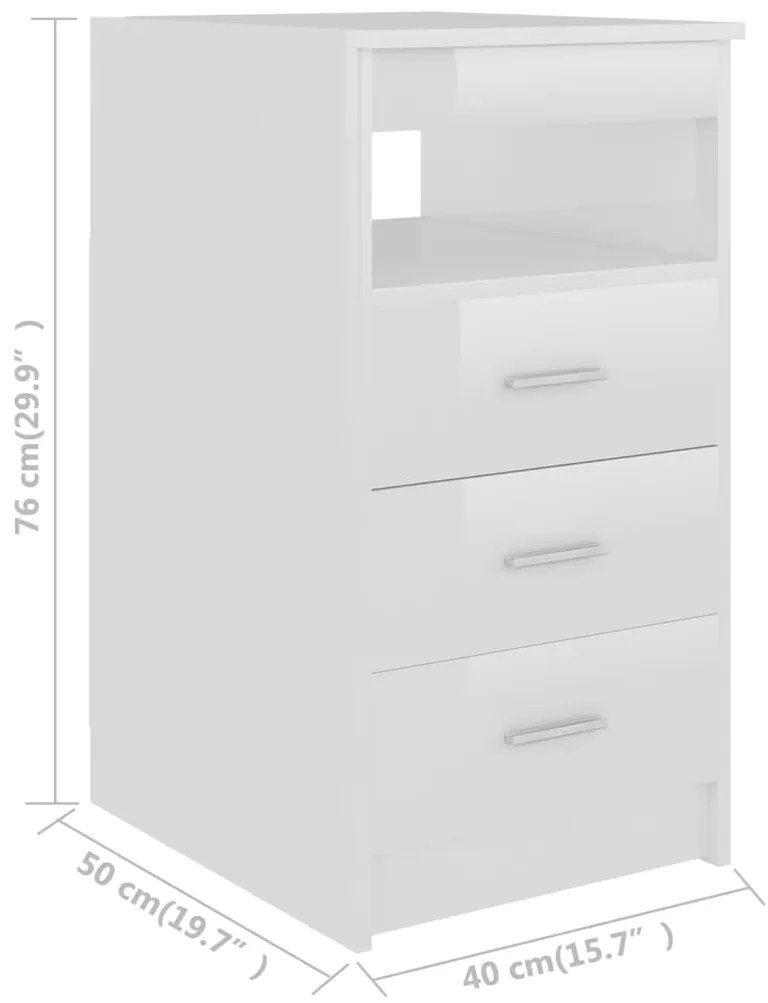 vidaXL Συρταριέρα Γυαλιστερό Λευκό 40x50x76 εκ. Επεξεργασμένο Ξύλο