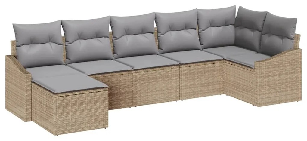 vidaXL Σέτ φαγητού για κήπο με μαξιλάρι 7 pcs Μπεζ, Ανοιχτό Γκρι
