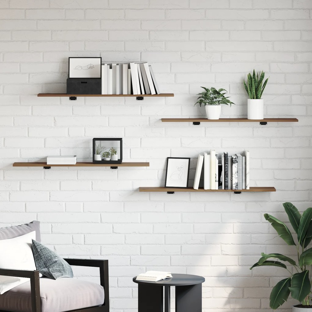 vidaXL Δίσκος Βιβλιοθήκης 4 pcs Καφέ 100 x 40 x 1.5 εκ. Μοριοσανίδα