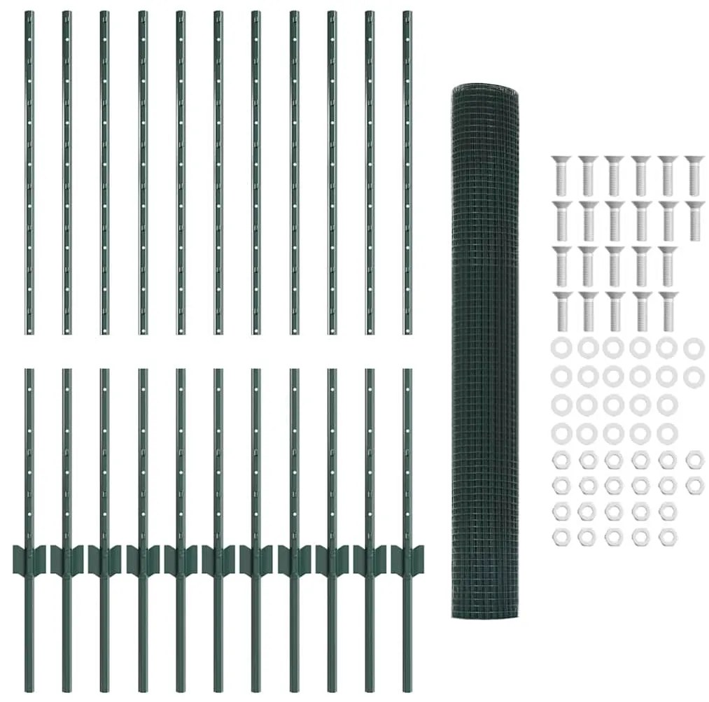 vidaXL Τεντώτο με στήριγμα Πράσινο 1 x 25 m Ατσάλι