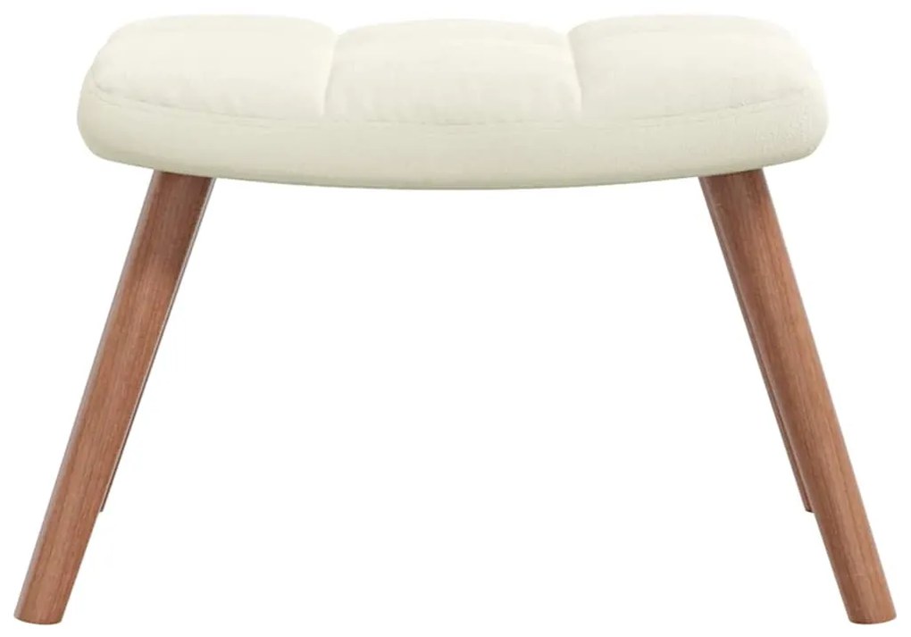 vidaXL Πολυθρόνα Relax Λευκό Κρεμ Βελούδινη με Σκαμπό