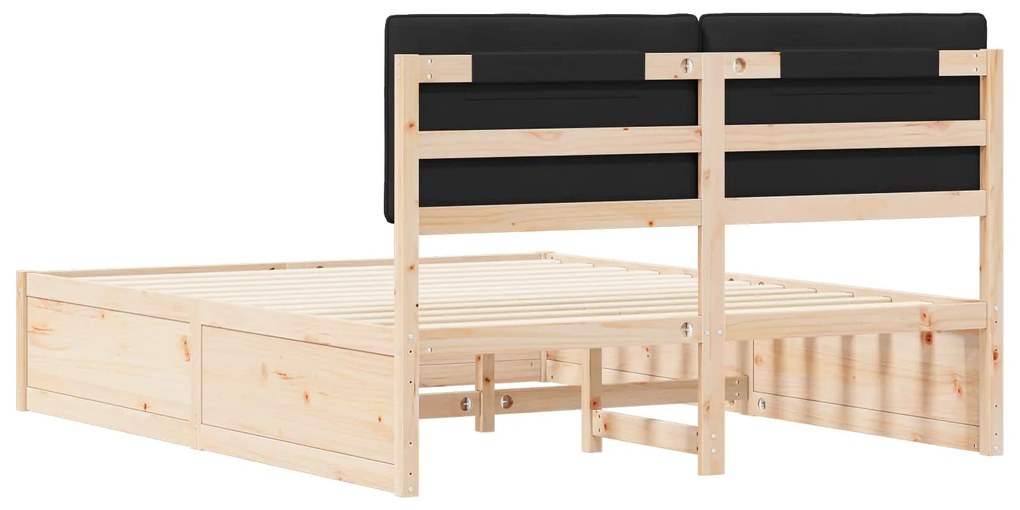 vidaXL Σκελετός Κρεβατιού με Επενδεδυμένο Κεφαλάρι Μαύρο 160 x 200 cm