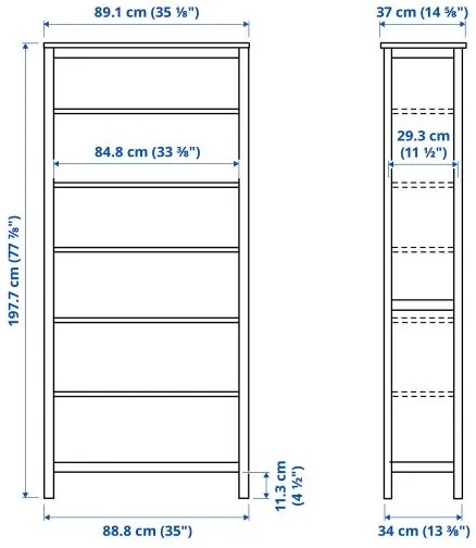 HEMNES βιβλιοθήκη, 90x197 cm 105.306.31