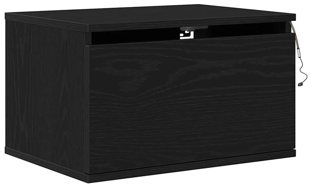 vidaXL Τοίχου κομοδίνο με συρτάρι 2 pcs Μαύρη Οξυά 50 x 36 x 30 εκ