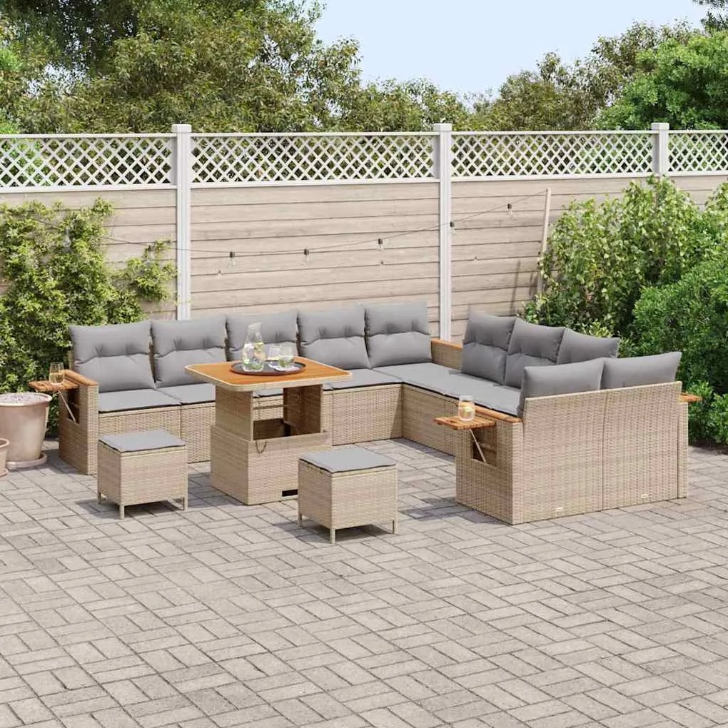 vidaXL Σετ Καναπέ Κήπου 13 pcs μπεζ και ανοιχτό γκρι 80 x 80 x 71 cm