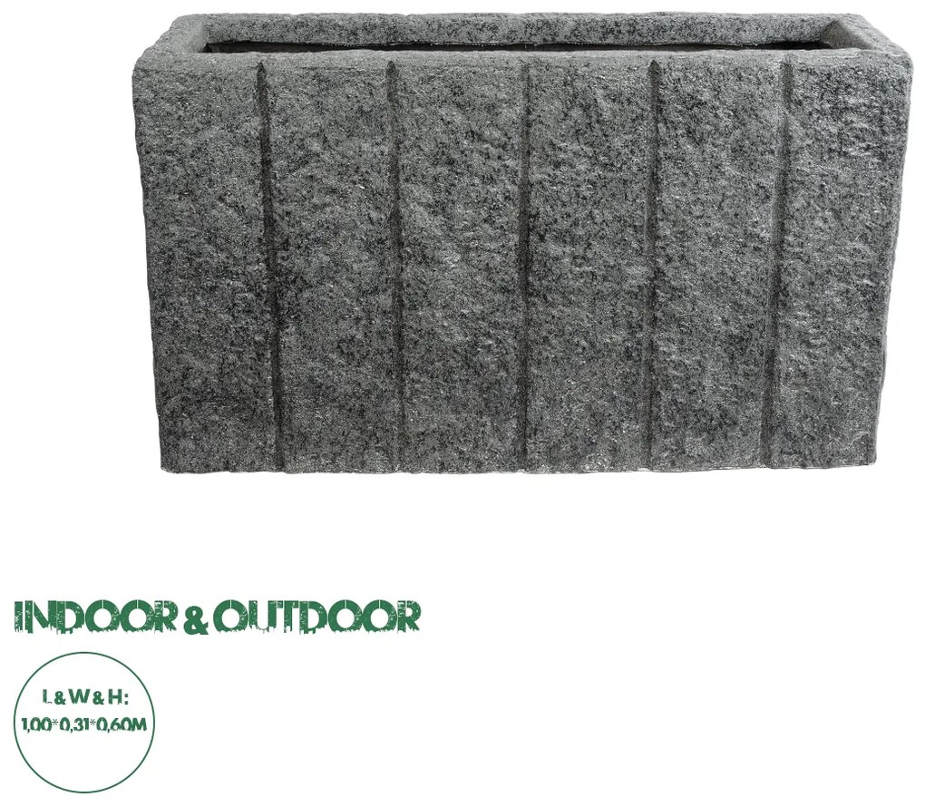 20765 GloboStar®  Artificial Garden PELLEGRINO 20765 Επιδαπέδιο Πολυεστερικό Τσιμεντένιο Κασπώ Γλάστρα - Flower Pot Γκρι Μ100 x Π31 x Υ60cm