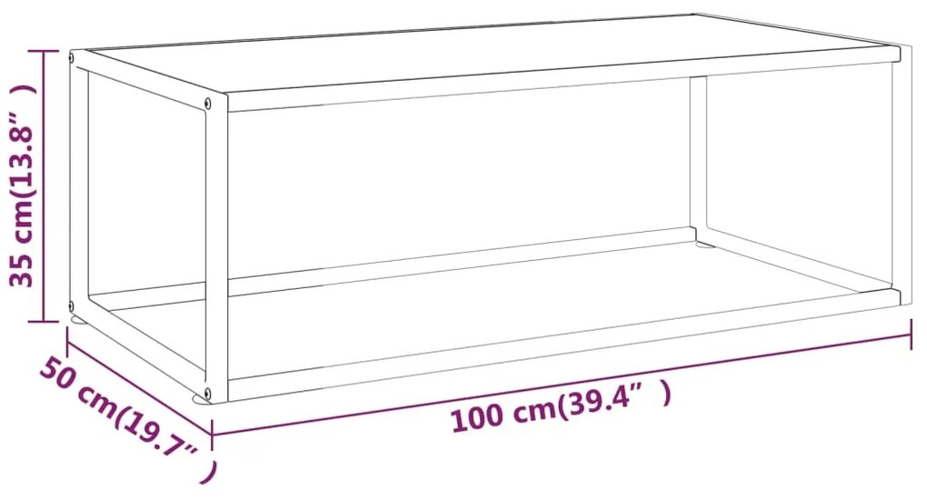 vidaXL Τραπεζάκι Σαλονιού Μαύρο 100x50x35 εκ. Λευκό Γυαλί Όψη Μαρμάρου