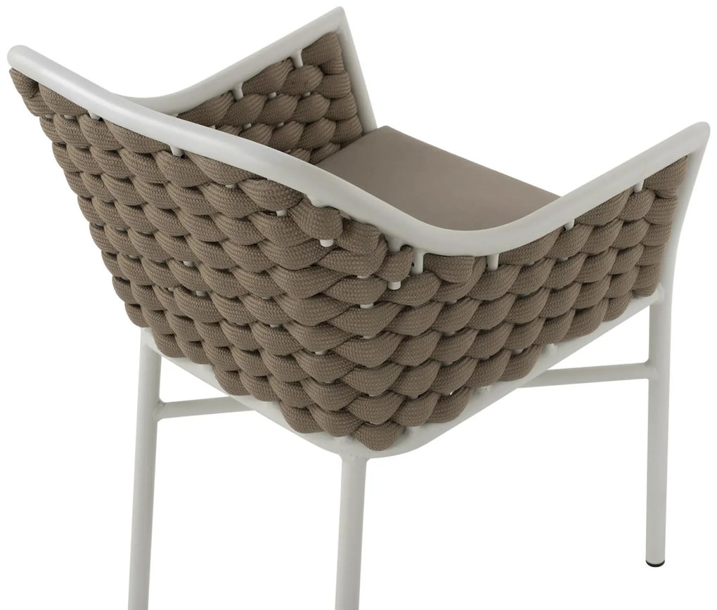 Καρέκλα - Πολυθρόνα C5858.02 Λευκή με Σχοινί Μπέζ 56x58x76Yεκ. 56x58x76 εκ.