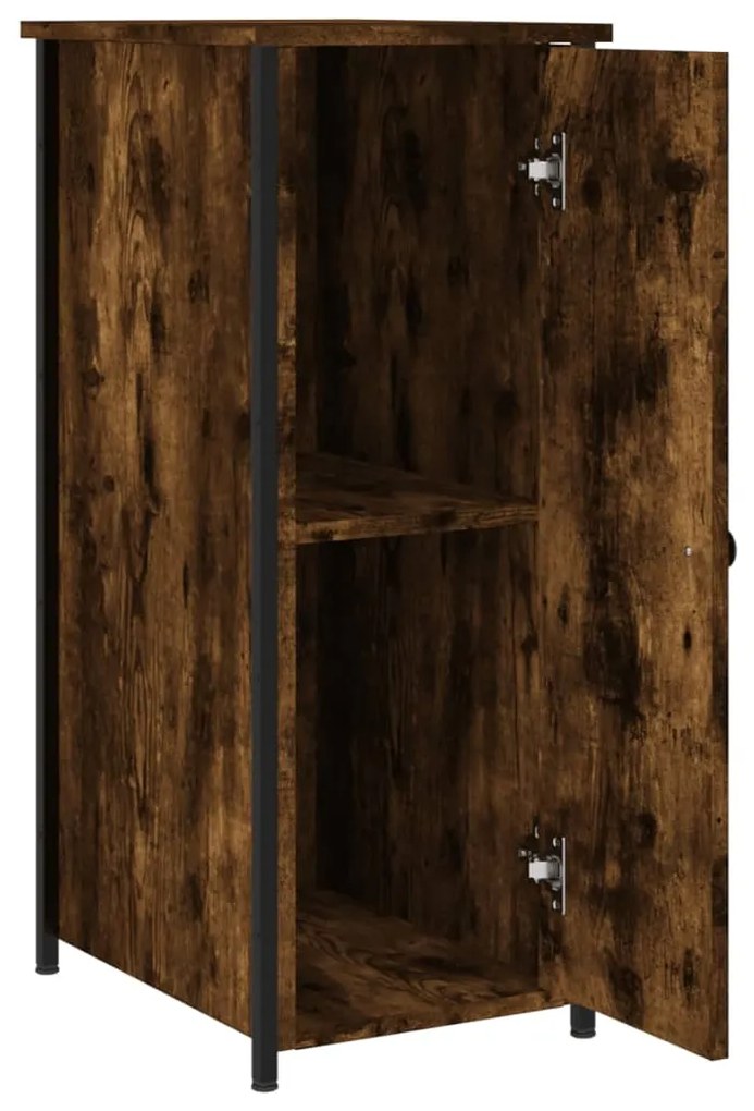 vidaXL Κομοδίνα 2 τεμ. Καπνιστή Δρυς 32x42x80 εκ. Επεξεργασμένο Ξύλο