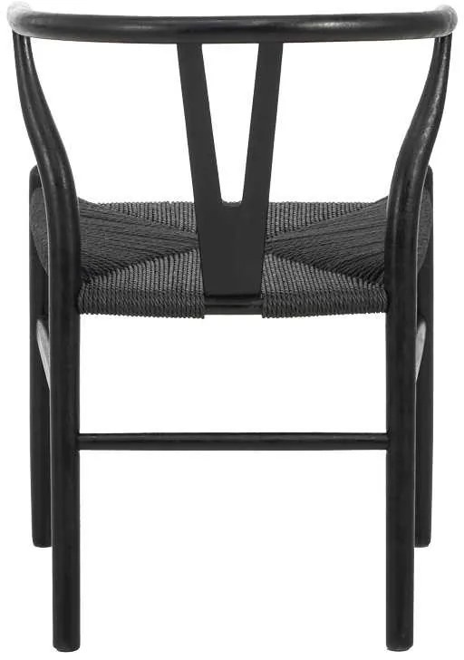 Καρέκλα Wishbone pakoworld rubberwood-σχοινί σε μαύρη απόχρωση 53.5x57x74εκ