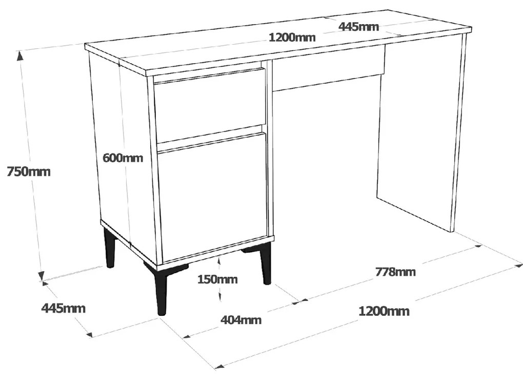 ΓΡΑΦΕΙΟ ARTELIBRE CATFORD ΔΡΥΣ ΜΟΡΙΟΣΑΝΙΔΑ/ΠΛΑΣΤΙΚΟ 120X44.5X75CM