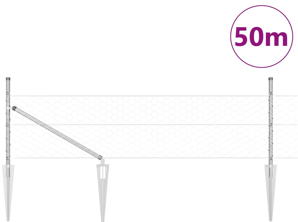 vidaXL Εξαγωνικός Φράκτης 0.4x50 μ Γαλβανισμένο Ατσάλι