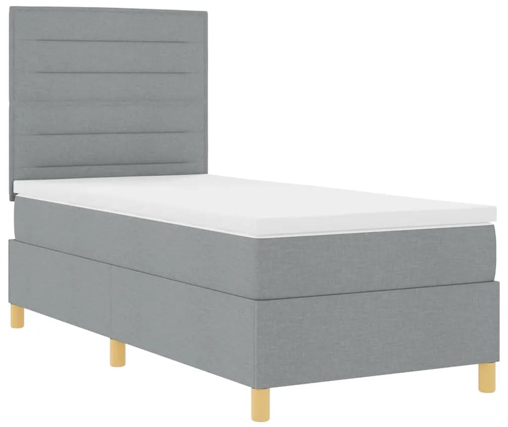 vidaXL Κρεβάτι με ελατήρια Ανοιχτό γκρι 100 x 200 cm ύφασμα