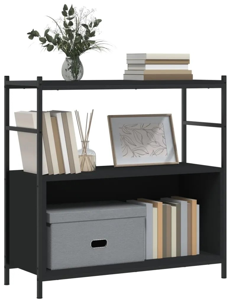 vidaXL Βιβλιοθήκη Μαύρη 80x30x78,5 εκ. Επεξεργασμένο Ξύλο / Σίδηρος
