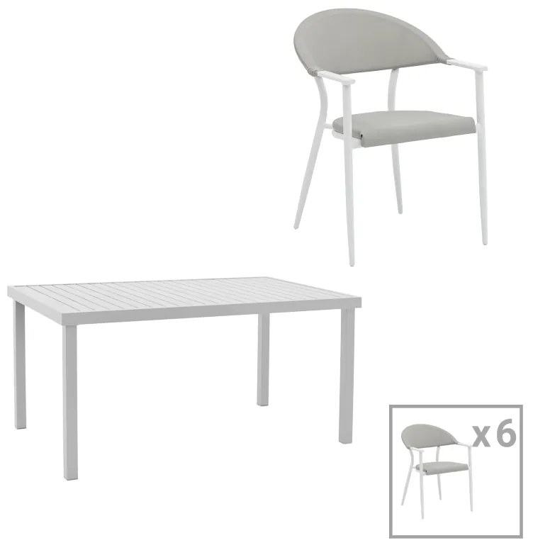 Intrahome Τραπεζαρία Kliton-Pino σετ 7τεμ Intrahome αλουμίνιο σε λευκή απόχρωση 150x80x74εκ | SKU: INTRAPA-311111987